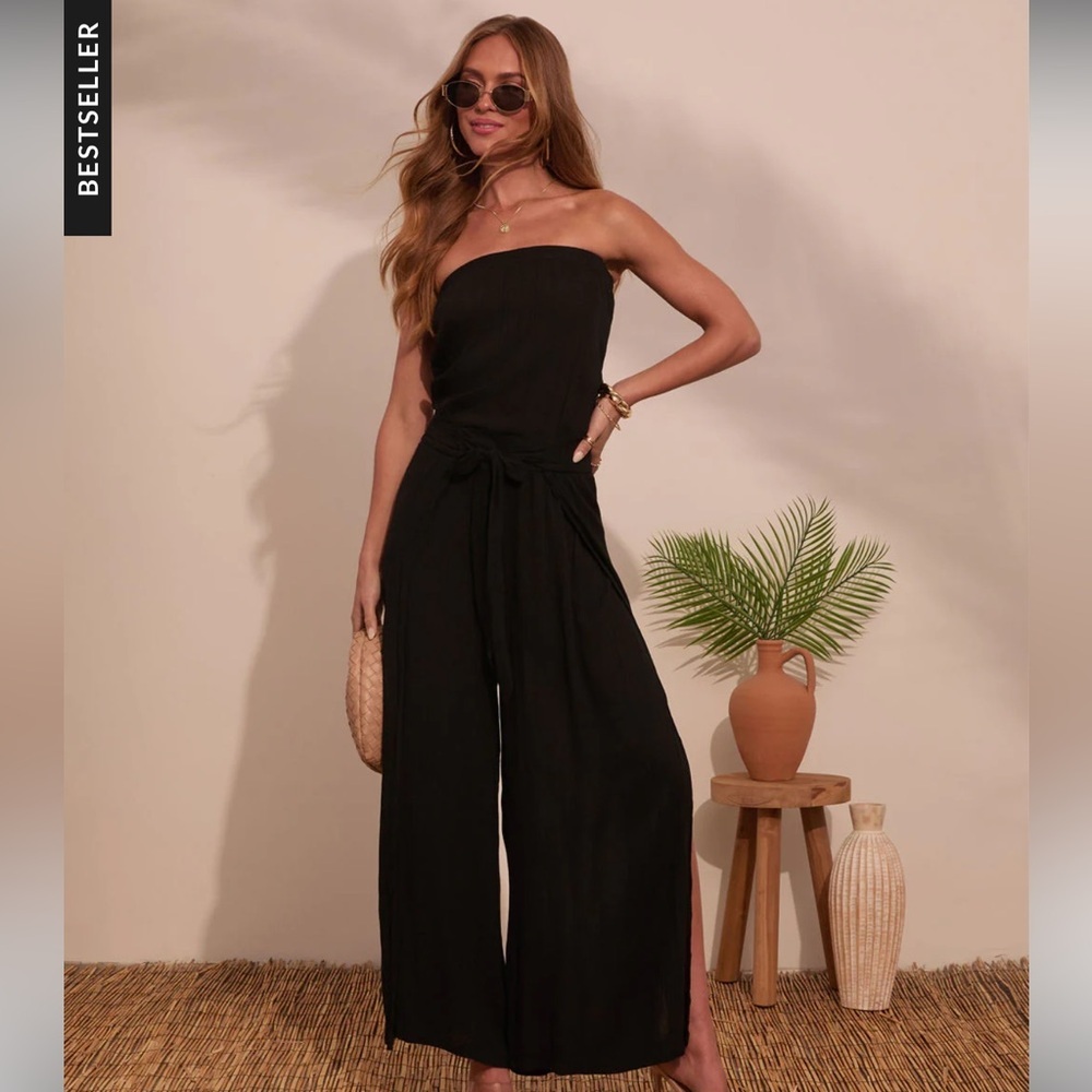 Vici Off Shoulder Strapless Wide Leg Jumpsuit Size L NWT - Picture 6 of 15
